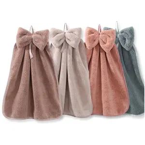 4 Pieces Kitchen Hanging Towels with Loop Super Absorbent Fingertip Towel Soft Microfiber Hanging Hand Towels Kitchen Bathroom Decorative Hanging Hand Towels