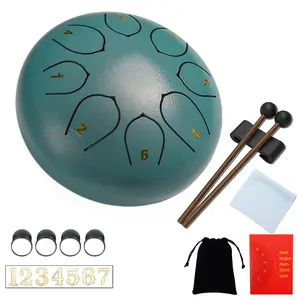Rain Drum for Outside Garden, 6 Inches 8 Notes Steel Tongue Chakra Drums, Waterproof Meditation Rain Chime, Musical Instruments for Adult Gift with Bag, Music Book, Drum Mallets