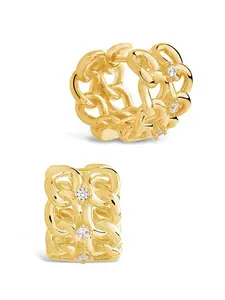 Carleene CZ Chain Huggie Hoop Earrings