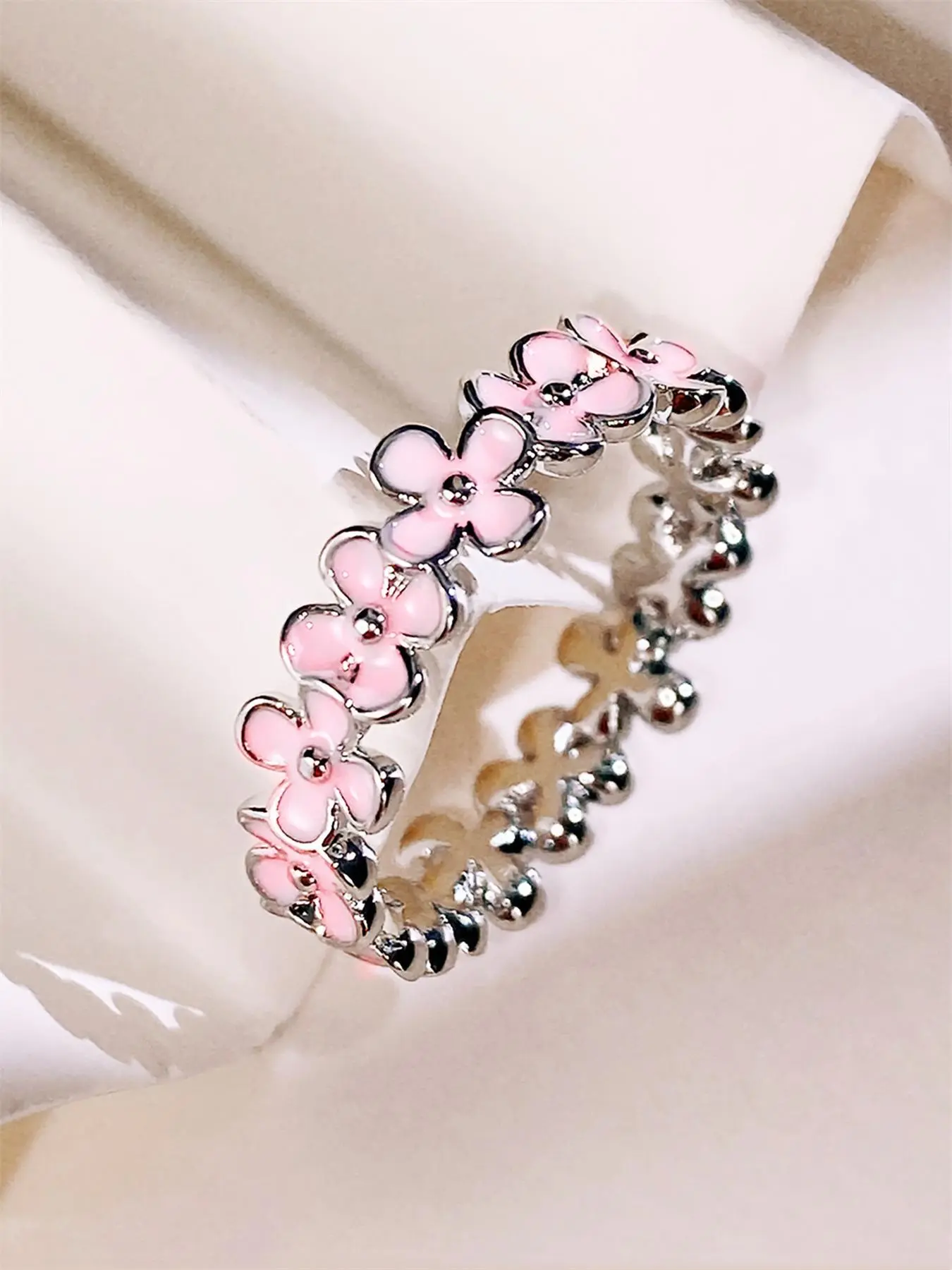 Fashion Flower Design Cuff Ring, Beautiful Rings, Elegant Women's Accessories for Wedding & Engagement, Casual Matching Jewelry for Party, Daily Clothing Decor, Trendy All-match & Exquisite Jewelry for Birthday Gift, Bridal Engagement Jewelry