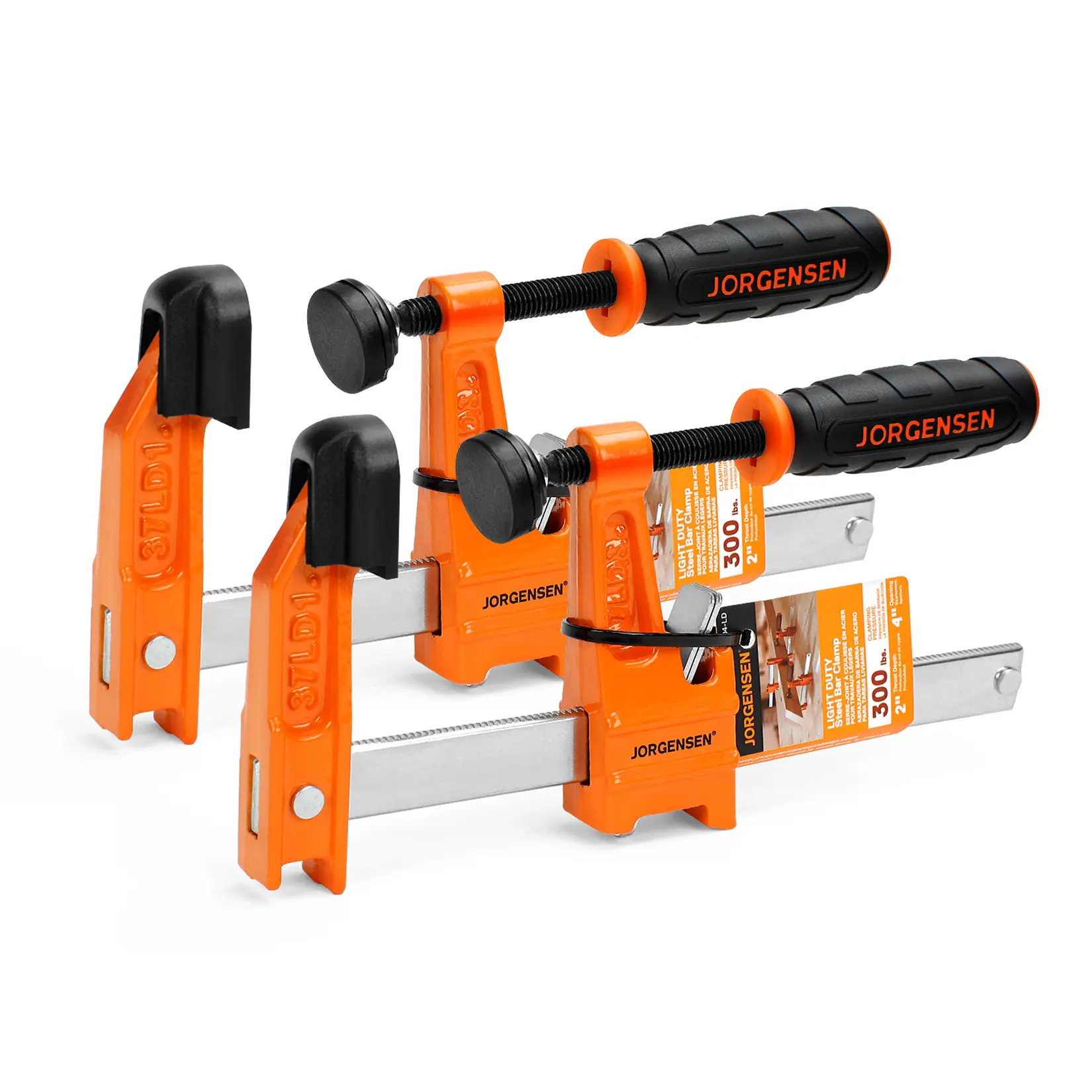 #fathersdaygift Jorgensen 2-Pack Steel Bar Clamp Set, 4-inch Light Duty, 300 Lbs Load Limit, for Woodworking