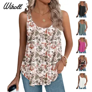 WIHOLL Womens Tank Tops Spaghetti Strap Camisoles Eyelet Embroidery Scoop Neck Tops