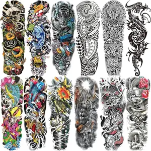 19"×7" Large Waterproof Realistic Long-Lasting Sleeve Temporary Full Arm Tattoo Stickers for Men & Women, Ideal for Halloween
