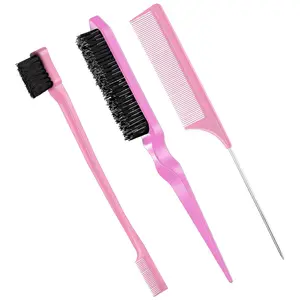 Three-Piece Hair Care Set, Steel Needle Comb, Three-Row Inverted Hair Comb, Double-Headed Eyebrow Brush, Makeup Plates & Combs