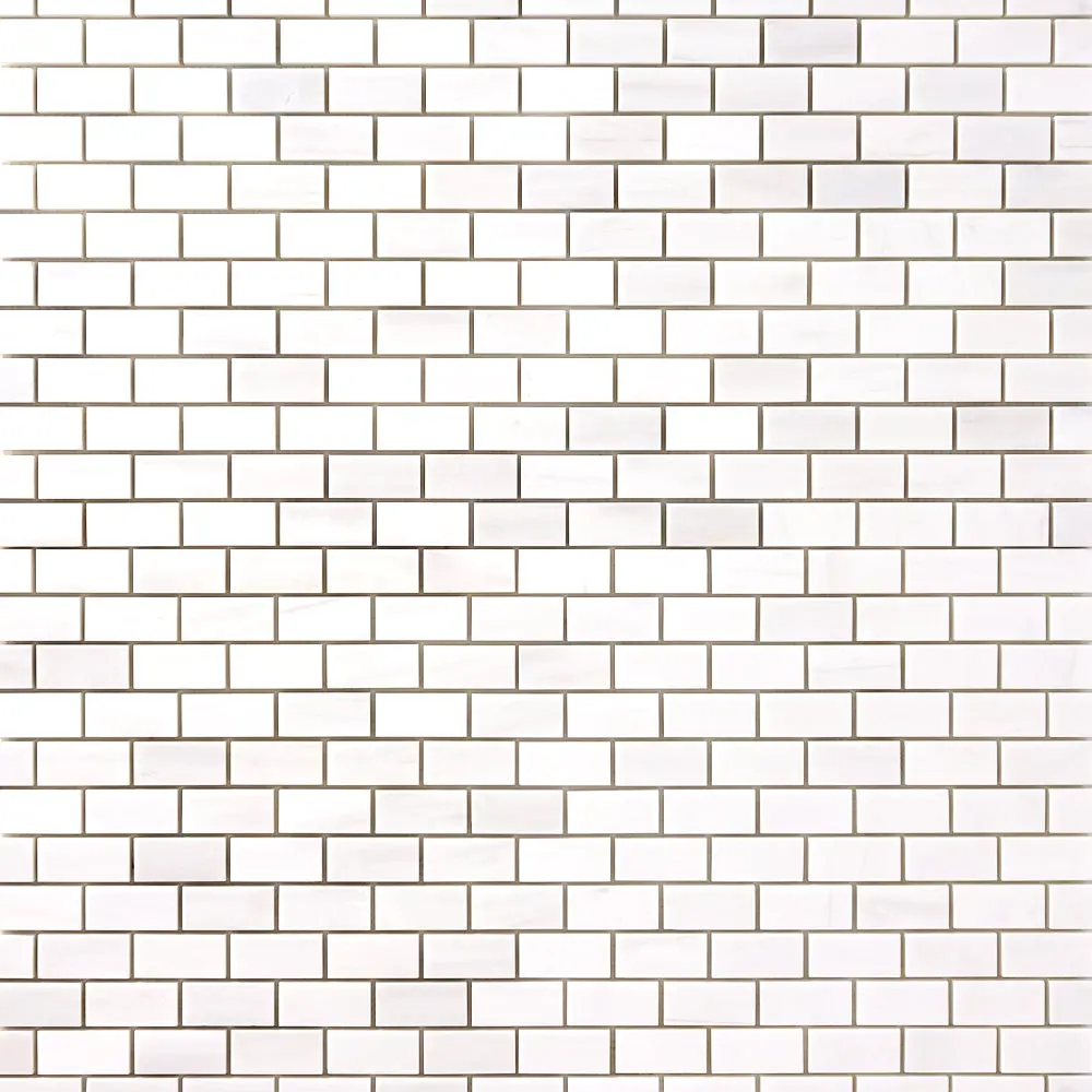 Bianco Dolomite Marble 1x2 Brick Mosaic Polished/Honed