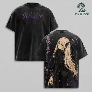 Echidna Witch of Greed Vintage Washed T-Shirt, Re:Zero Anime Graphic Tee, Elegant Witch Waifu Oversized Back Print Heavy Cotton Streetwear Shirt, Dark Fantasy Manga Aesthetic Unisex Tee, Gift for Re:Zero Fans