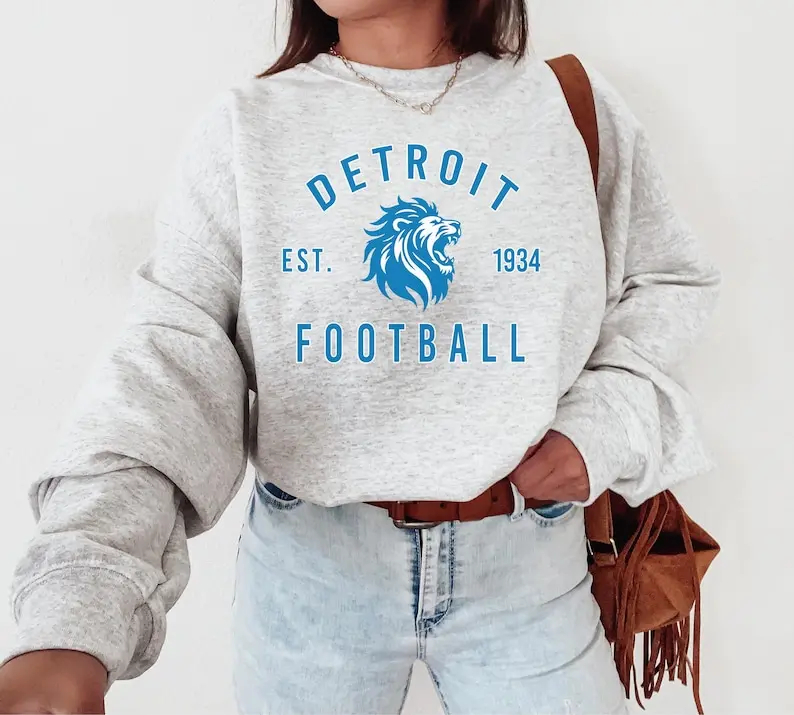 Detroit Football Crewneck Sweatshirt, Lions Sweatshirt, Detroit Fans Gift Fabric Fit
