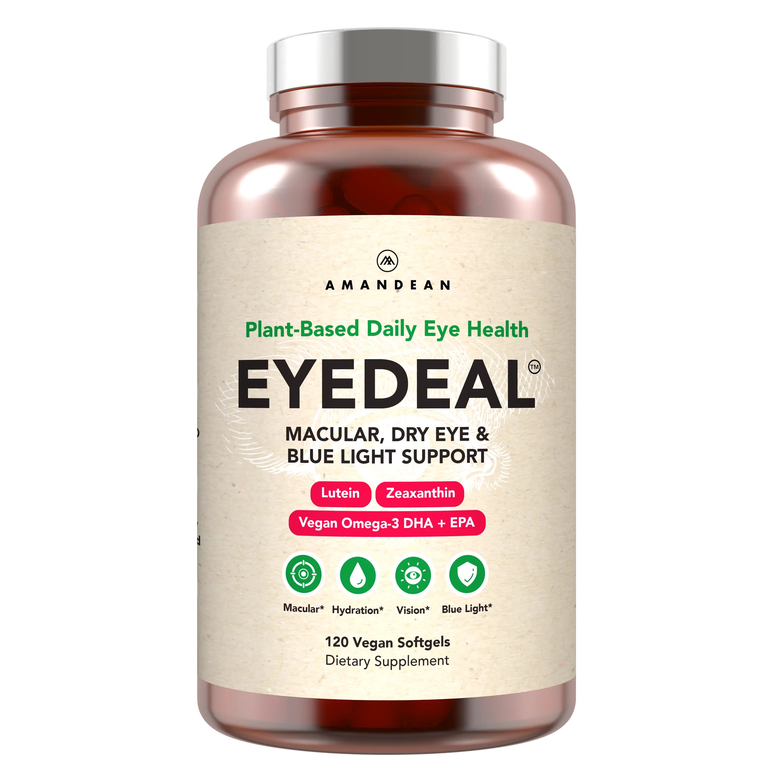 AMANDEAN EYEDEAL Eye Vitamins with Lutein & Zeaxanthin + Vegan Algal Omega-3