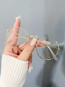 1 Pair Unisex Simple Style Plain Color Round Frame Eyeglasses for Daily Use, Lightweight Durable Glasses, Fashion Casual Eyeglasses, Trendy Eyeglasses for Outside Activities