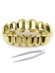 2 Piece Hip Hop Teeth Guards , Electroplated Hip Hop Accessories, Perfect for Music Festivals, Parties, Halloween, Unisex Fashion