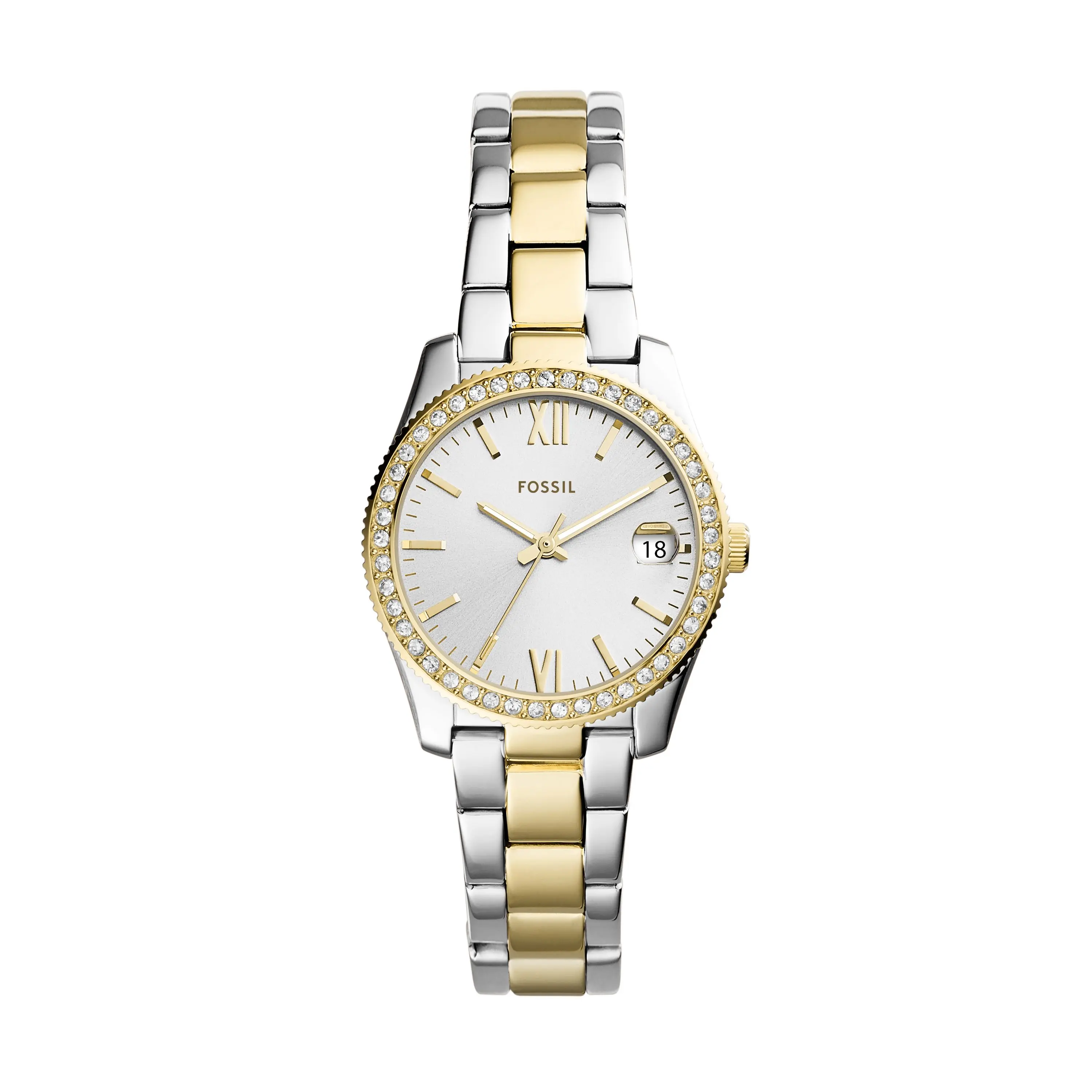 Fossil Women's Scarlette 33mm Three-Hand Date, Two-Tone Stainless Steel Watch