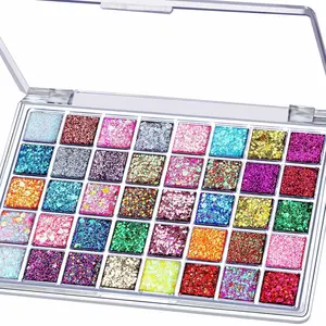 Christmas Special 40 Colors Face Glitter Gel No Glue Needed Multi-Purpose Makeup for Hair Face Body Halloween Rave Carnival Cosmetic Palette