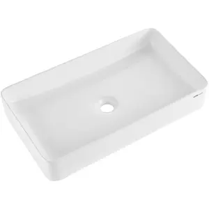 VEVOR Rectangle Vessel Sink,  24" x 13.8" Bathroom Vessel Sink Countertop, White Ceramic Bathroom Sinks Above Counter, Modern Style, Bright and Elegant, Well-Packaged for Bathroom, Hotel, Toilet, RV