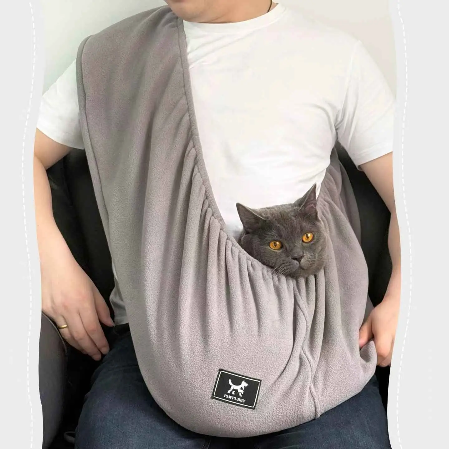 XL Cuddler Pet Sling Carrier for Cats & Dogs – Soft Fleece Fabric, Fits Pets Up to 25lb, Cozy & Secure for Home Harness Collars Breathable Seat Covers