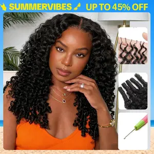 [Cheapest] Mamushow Feather Crochet Human Hair Bundles for Miracle Knots Human Hair Burmese Curly Pre-Separated 50g/Pack Reusable Invisible 100% Virgin Human Hair Crochet Extensions Natural Black #TiktokShopSpringGlowUp #HairTok#Summervibes