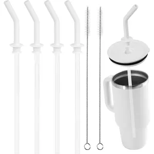 Press in Straw compatible with HydroFlask Tumbler -  Straw Tips & Replacement Straws for  20-40oz (4 pcs, White)
