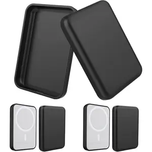 2 Pack Case Compatible with Magsafe Battery Pack, Ultra-Thin TPU Shockproof Case Slim Scratch Resistant Cover Protective Bumper Shell for Magsafe Battery Pack, Black/Black