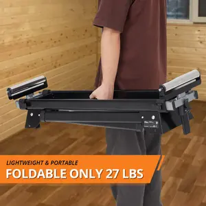 Garvee Heavy-Duty Portable Miter Saw Stand – 440 lbs Capacity – Collapsible Steel Frame – 76.8'' Max Sliding Rail – Quick Release Mount – Compatible for Table & Miter Saws – Adjustable Height – Fast 1-Minute Setup