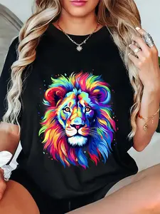 Colorful Lion Spirit Animal Multicolor Art Leo Lion T-Shirt