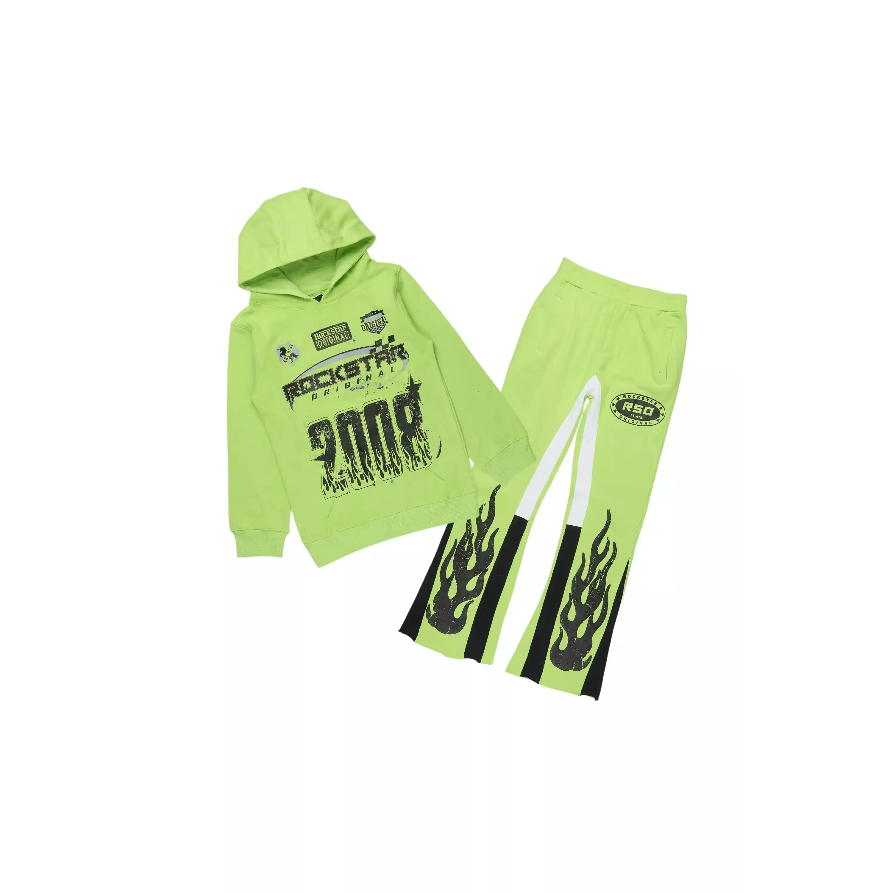 Boys Amos Neon Green/Black Stacked Track Set