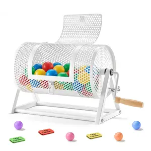 VEVOR Raffle Ticket Spinner, 11.6" x 6.6" Holds 2500 Tickets or 100 Ping Pong Balls, Raffle Drum Lottery Spinning Cage with Reinforced Handle, Stable Triangular Stand, for Events and Gatherings, Whit