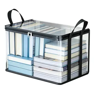 SummerVibes Stuffed Animal Storage PVC Organizer Bag Doll Storage Container Dustproof Box with Carrying Handle for Playroom Living Room Children's Birth, Black