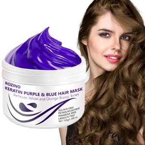 Keratin Purple & Blue Color - Protecting Hair Mask, 100g Large Capacity, Harmful - Ingredient - Free, Removes Yellow & Orange Brass Tones, Locks Color & Nourishes, Dyed Hair Savior