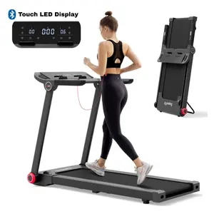 COSTWAY 3.75HP Folding Treadmill, 9MPH Freestanding Treadmill with APP, 12 Preset Programs, LCD Display, Pulse Monitor, Bluetooth, Commercial Heavy Duty Running Machine for Home, No Assembly