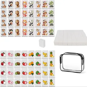 Beach Escape Game Building Blocks Mahjong Set, Includes 65 30mm Cubes, Handbag Included, Perfect for Family Fun Games, Board Game Blocks