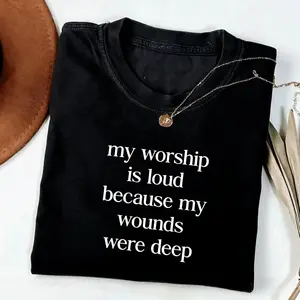 My Worship Is Loud Jesus Tee, Preppy Christian Women T-Shirt, Bible Verse Faith Retro Graphic Tee for Believers