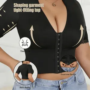 Arm Shaper for Women, Arm Compression Bra, Post Surgery Arm Lipo Compression 3/4 Sleeves with Lace Arm Front Closure Shapewear Bra