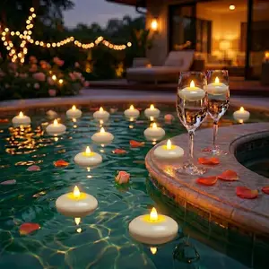 24 Pack 3" Flameless LED Floating Candles 200 Hour White Battery Operate Waterproof Tealights for Cylinder Vases Centerpieces at Wedding Decor Party Pool Decor Gaduation Gifts 2026 TikTokShopDealsforYouDays SummerWinsmemorial day deals sale