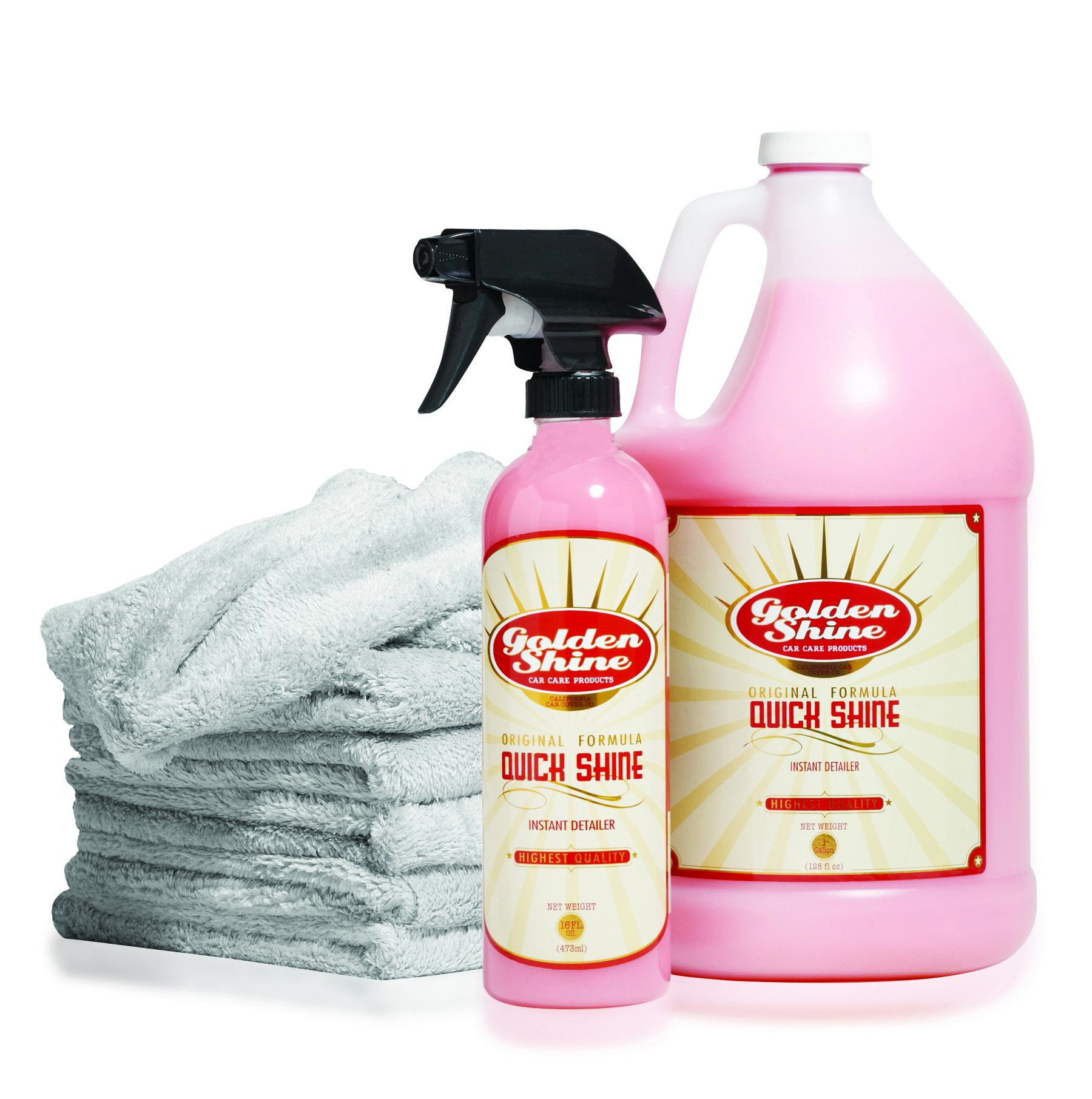 Golden Shine Car Care Premium Quick Shine Detailing Combo Kit with Gallon Refill and Plush Microfiber Towels