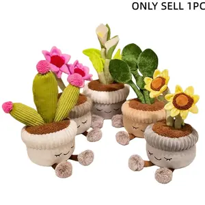 Cute Shy Expression Potted Plant Doll, Multicolor Cactus Rose Flower Pot, Indoor Balcony Decoration, Valentine's Day Gift