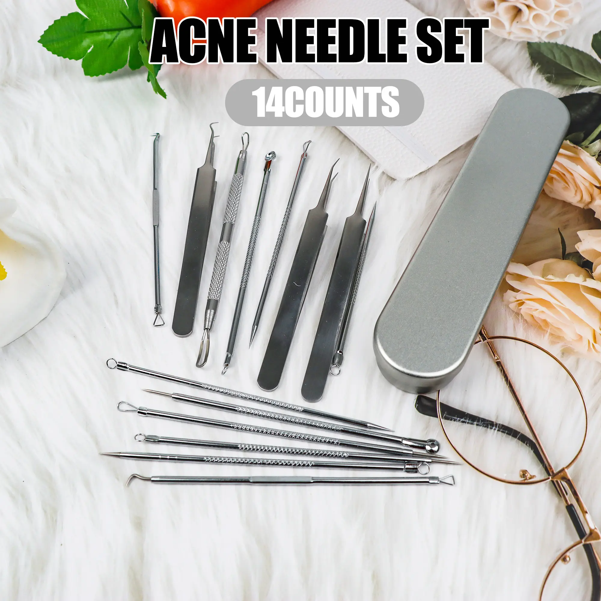 14 Counts Acne Needle Set, Professional Tools for Blackhead Removal