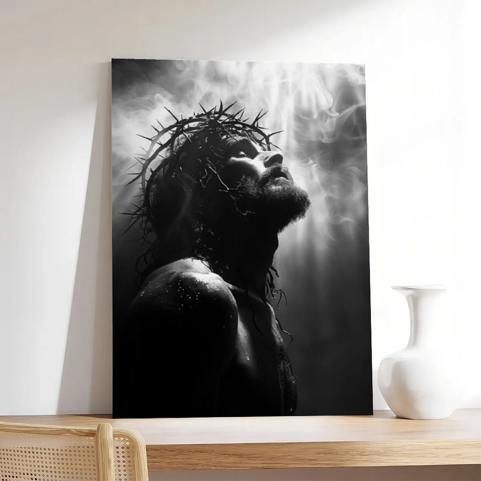 Jesus Christ Portrait Canvas Print Religious Wall Art Bible Print Spiritual Canvas Extra Large Wall Art Living Room   Canvas Print