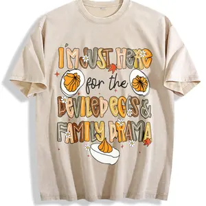 Preppy I'm Just Here For The Deviled Eggs & Family Drama Tshirt, Trendy Thanksgiving, Funny Thanksgiving Dinner Shirt, Sarcastic Snarky Tee