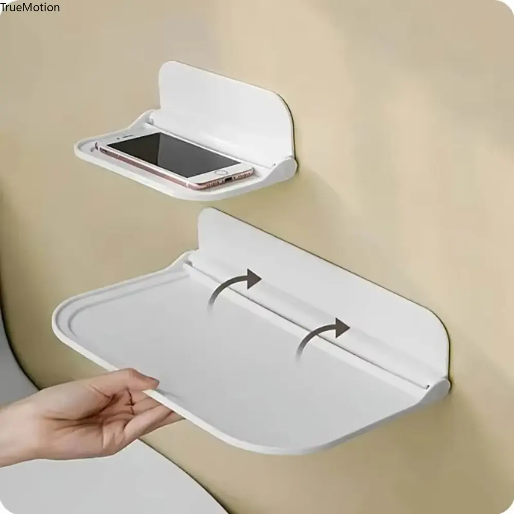 1pc 1-Layer Foldable Wall-Mount Shelf - No-Drilling Space-Saving Compact Removable Storage for Travel Gear, Bathroom, Kitchen (Holds Phones, WiFi Routers), Shelves, Single Layer, Travelers, Minimalist, Decor