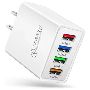 4-Port USB Charger Block, Double Fast Charging Block Cube Wall Plug Box, Multiport Type C Charger Block Work for iPhone 15 14 13 12 11 Pro Max Galaxy S23 S22