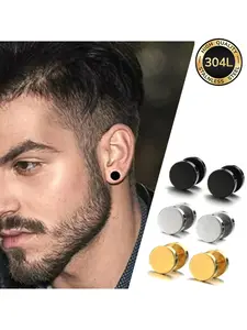 3 Pairs Fashion Simple Stainless Steel Disc Earrings Studs, Classic Style, Comfortable Wear, Hypoallergenic, Unisex Jewelry Earrings Set