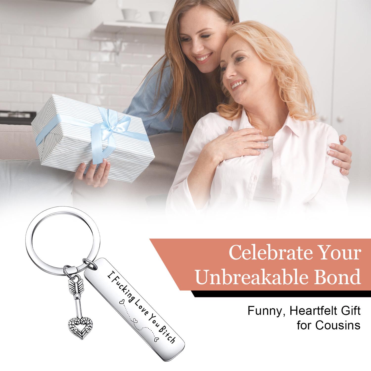 PUKEGM Durable Casual Fashion Funny Engraved Quote Stainless Steel Keychain - Engravable Keyring with “I Fcking Love You Btch” Slogan, Birthday Anniversary Gift for Female Besties