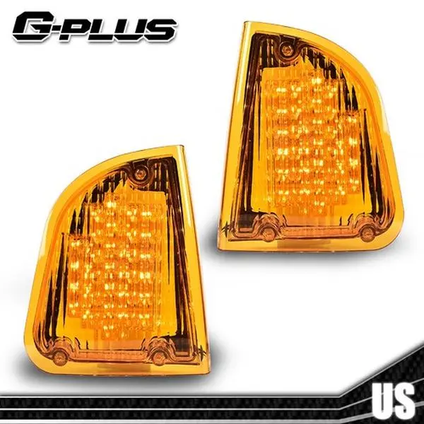 Fit For KW Kenworth K300 T300 T330 T600 1Pair LED Amber Lens Turn Signal Lights Side Lights G-PLUS
