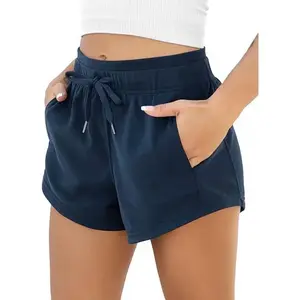 Women's Shorts with Pockets Cotton French Drawstring Workout Casual Lounge Shorts running  shorts womens  gym  shorts(Sheet)