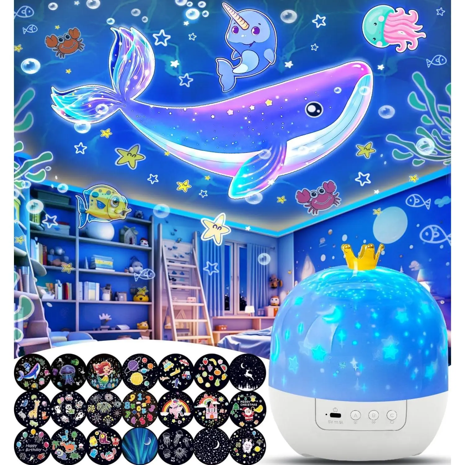 21-Set Film Star Space Galaxy Projector Night Light - 360° Rotating Lights for Bedroom Ceiling, Ideal Birthday Christmas Gift for Kids