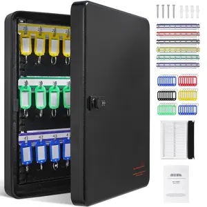 48-Key Cabinet Safe With Digital Combination Lock And Key Lock, Steel Key Organizer With Adjustable Racks, Includes 48 Colorful Key Tags And A Record Card, Heavy-Duty Security Storage For School, Office, Hotel, Property Management