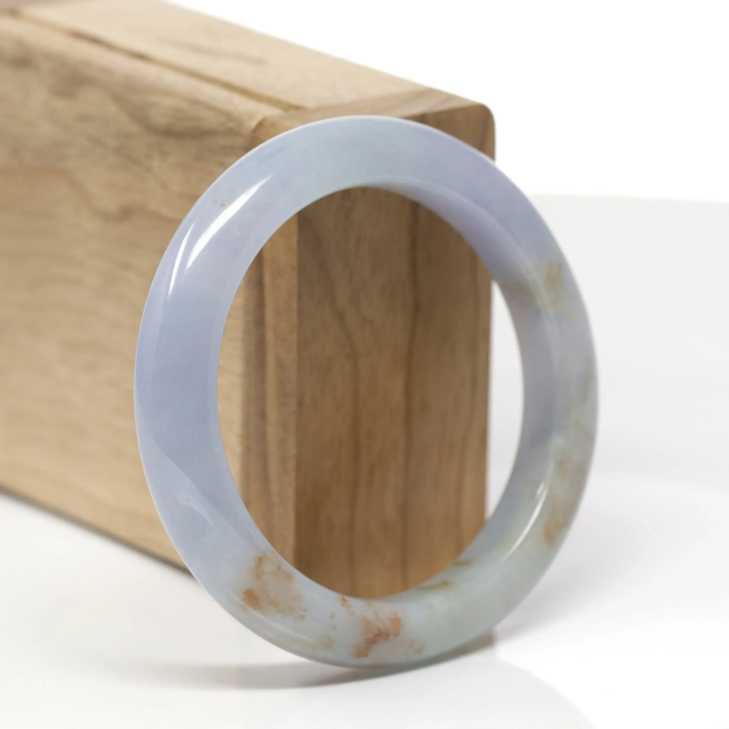 Baikalla Natural Lavender & Red Sajin (Golden Dust) Jadeite Jade "Half Round" Bangle Bracelet (54mm) #TT624