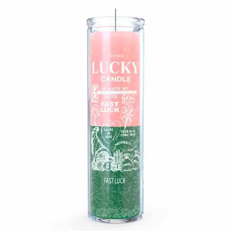 7-Day Fast Luck Green-Pink Ambiance Glass Candle - Decorative Bottle-Shaped Candle with Smooth Surface, Crystal Accents, Non-Toxic Wick, Soft Light for Home & Room Decor, Ambiance Candles