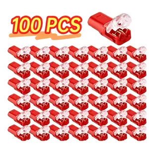100pcs Double-Wire Plug-in Connector | 2 Pin Low Voltage Wire Connector with Locking Buckle, Quick Connector, Fast Connect Plugs for Strip Lights, Stainless Steel Material, Durable Reliable Connectors, Led Strip Connectors