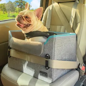 [5-year warranty] PETSFIT Dog Car Seats for Small Dogs – Patented Safety Buckles – Safety Tether – Foldable Travel Dog Booster Car Seat Reduces Anxiety & Road Trips – Stable Frame, Soft Cushion, Fits Front/Back Seat
