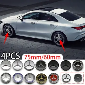 Mercedes-Benz Wheel HUB Center Caps, 4pcs 60/75mm, Brand Logo, Scratch-Resistant, Durable, Car Exterior Modification Accessories